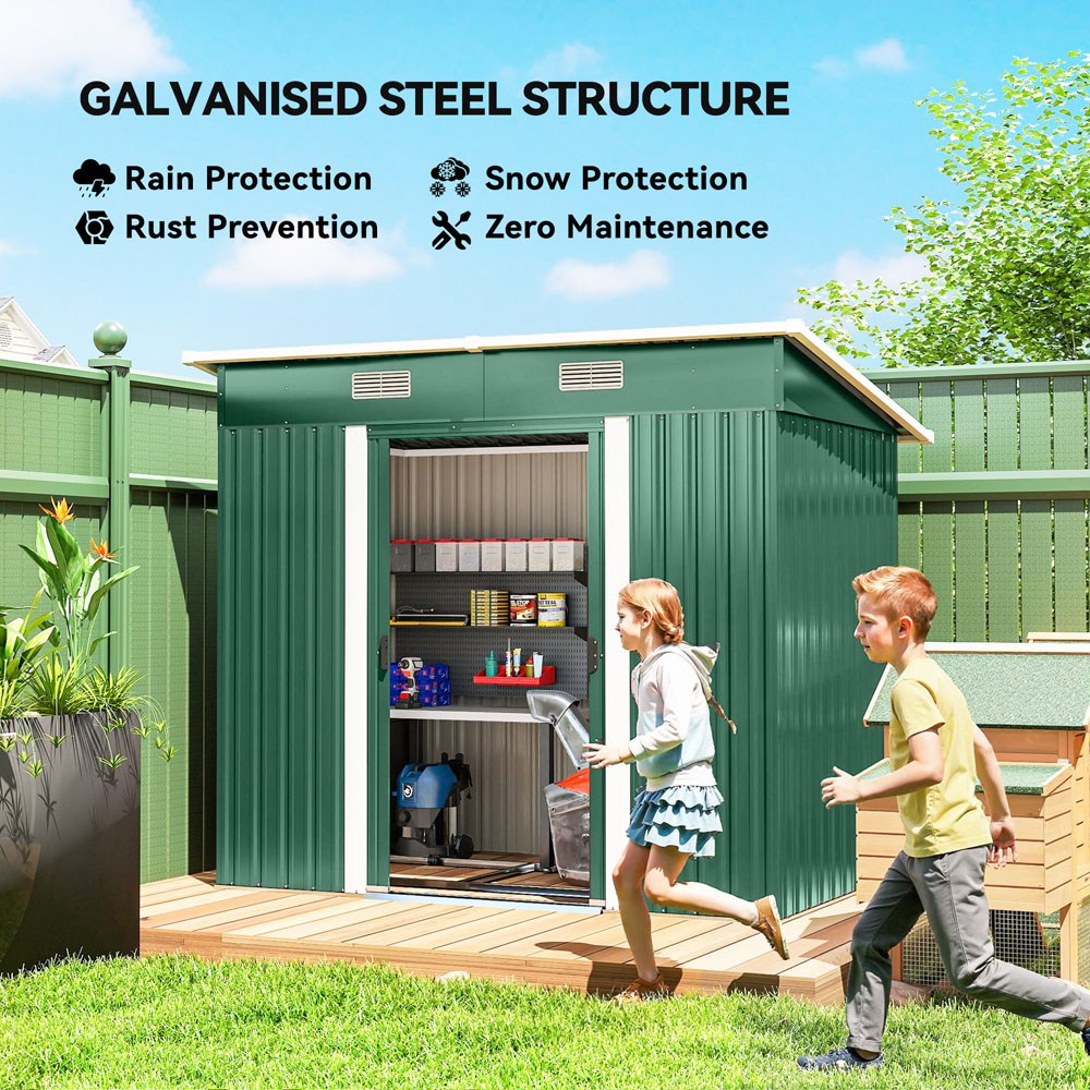 Outsunny 7 x 4ft Green Garden Storage Shed Image 5