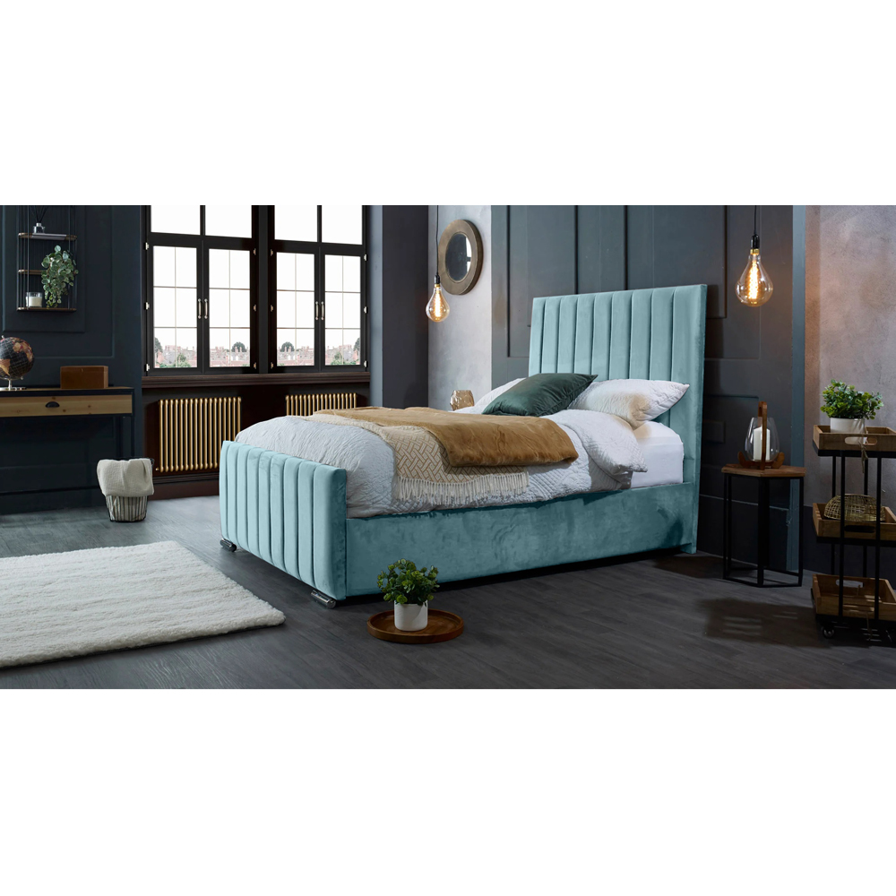 Eleganza Home Redding Double Duck Egg Plush Velvet Bed Frame with Headboard Image 4