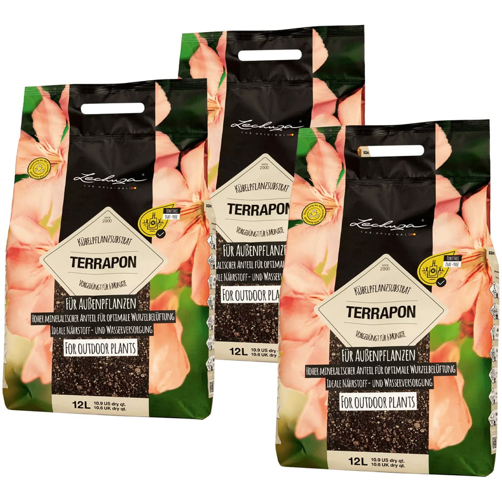 Lechuza Terrapon Peat Free Soil 12L 3 Pack Image 1