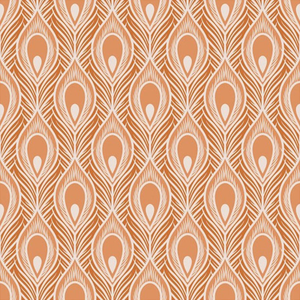 Bobbi Beck Eco Luxury Peacock Feather Orange Wallpaper Image 1