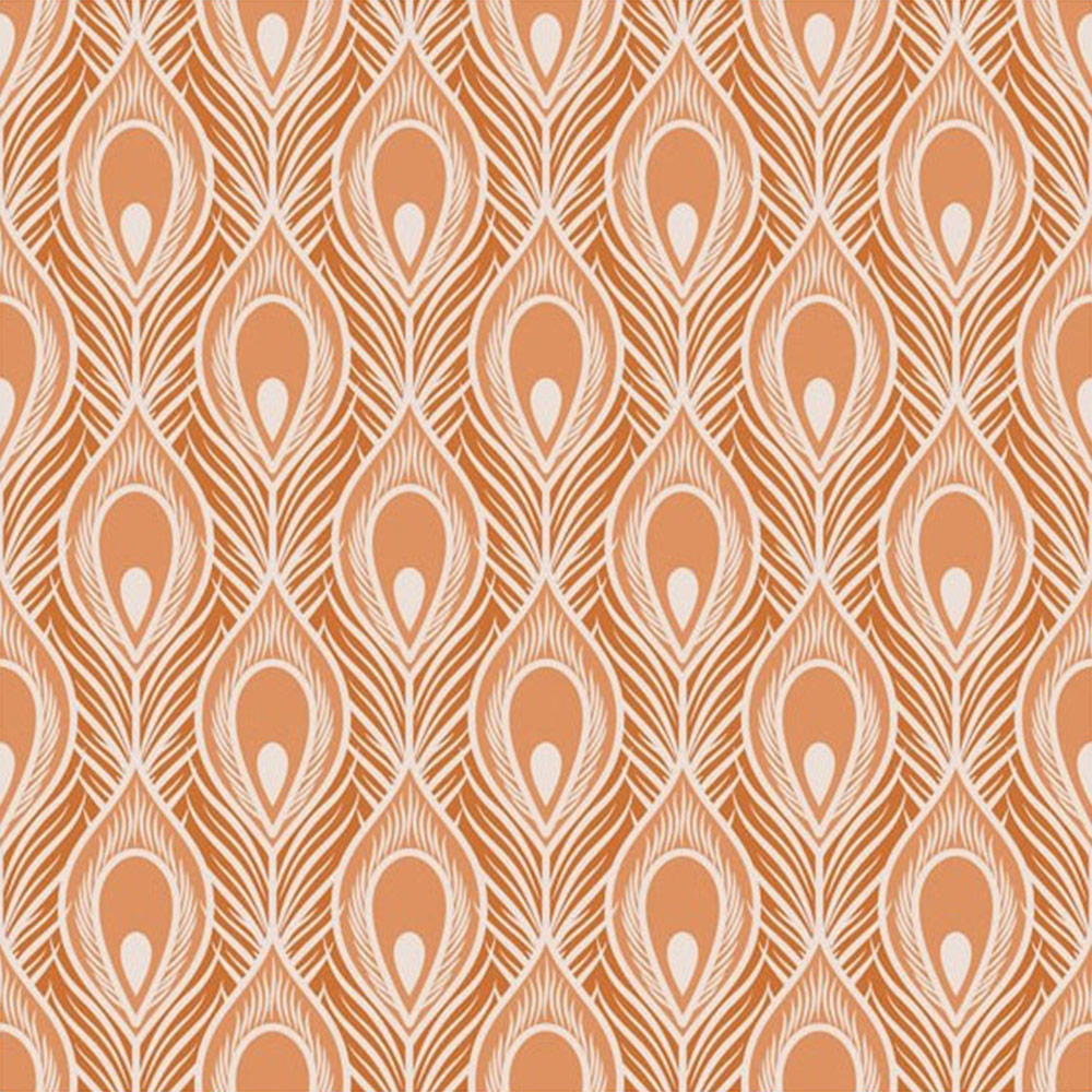 Bobbi Beck Eco Luxury Peacock Feather Orange Wallpaper Image 1