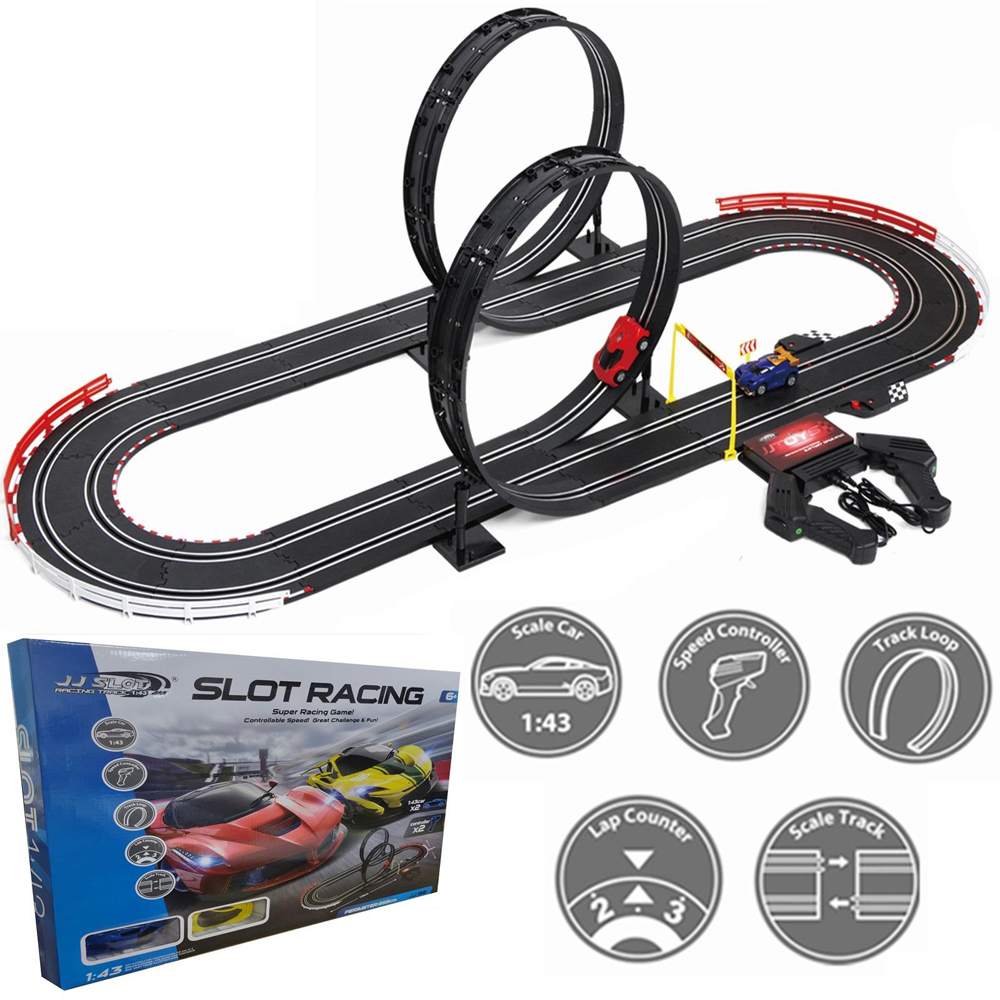 Rexco JJ98 Kids Electric Remote Control Slot Racing Car Track Set Image 3