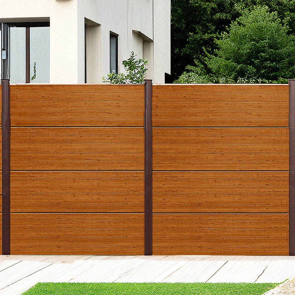 Endurofence Golden Oak 1830 x 2000mm Multi Rib Maintenance Free Fence Panel Image 4