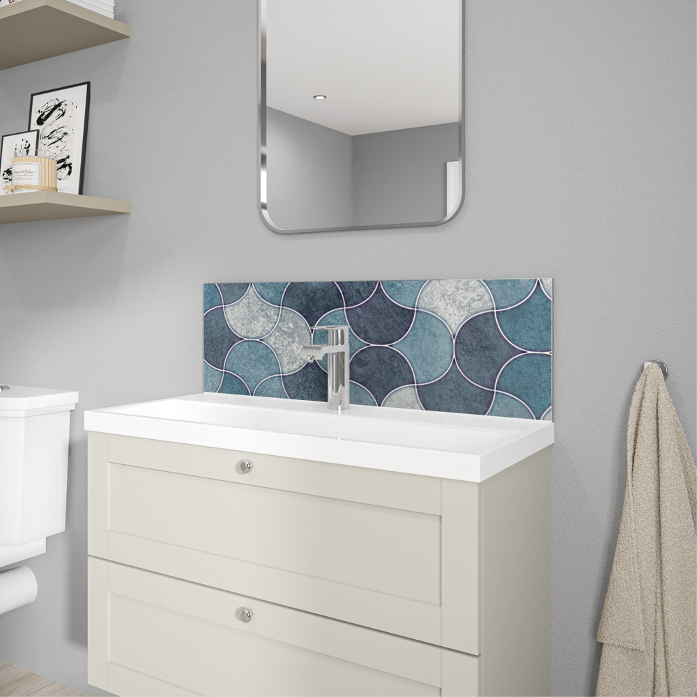 Wetwall Alloy Blue Scallop Splashback 800 x 250mm Image 5