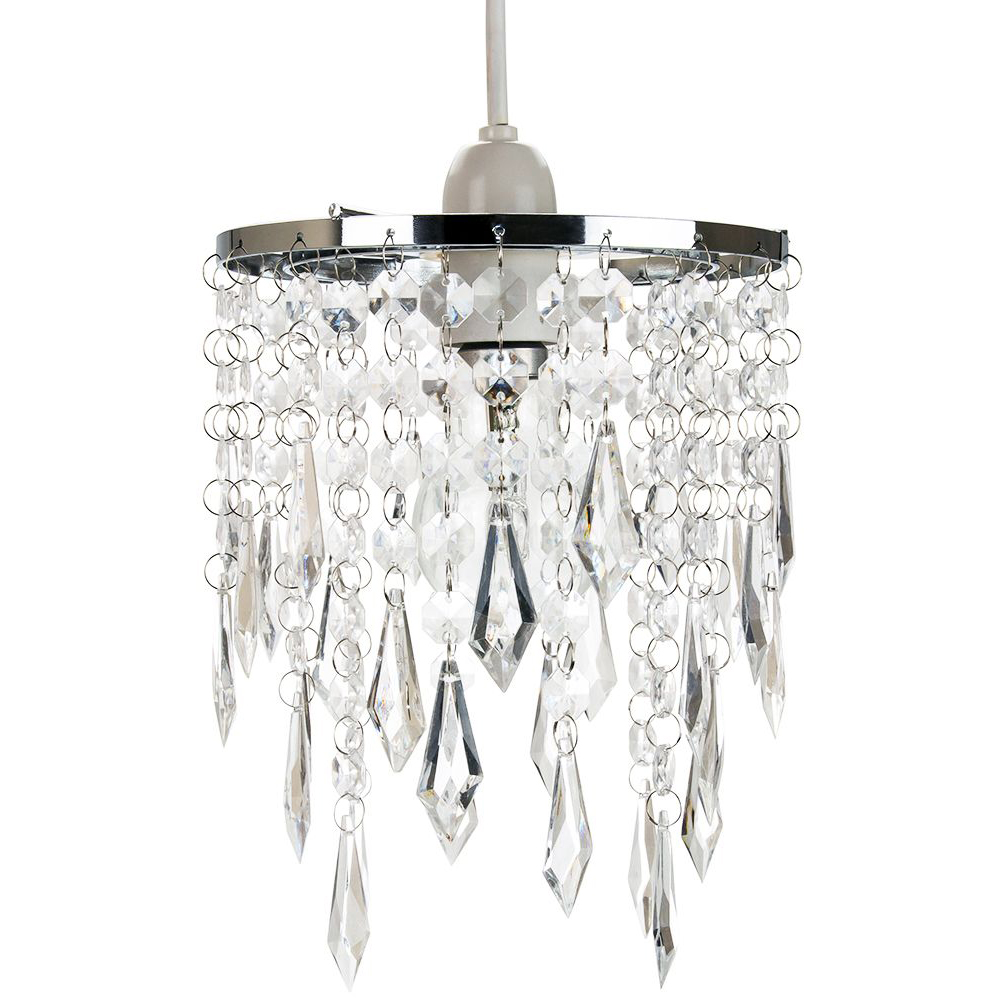 Happy Homewares Modern Waterfall Design Clear Acrylic Droplets and Beads Pendant Shade Image 1