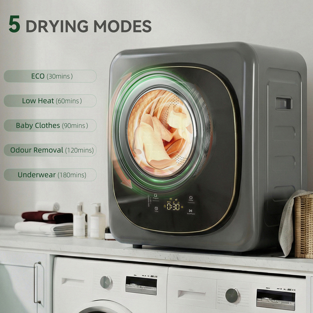 HOMCOM Grey Compact Small Tumble Dryer Machine 4kg 800W Image 4
