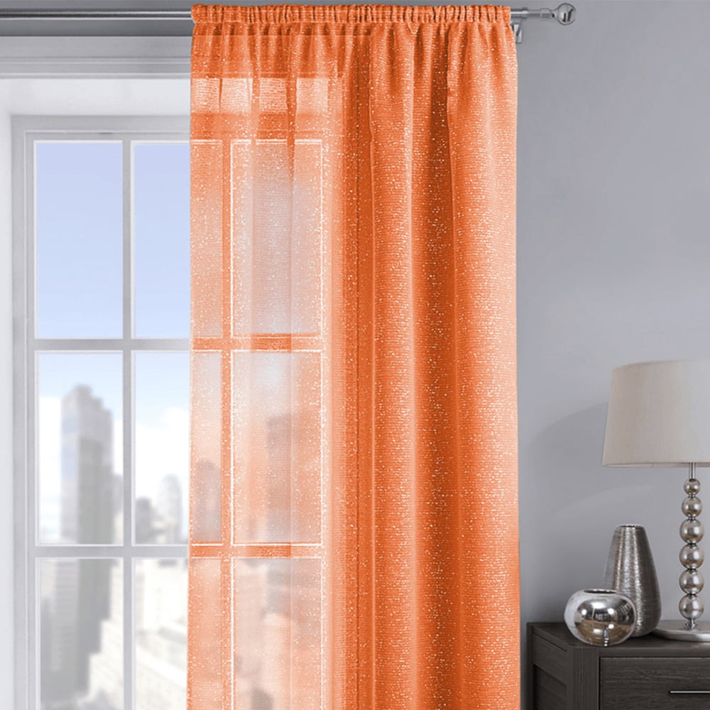 Velosso Alessandria Orange Shimmer Voile Panel Curtain 137 x 229cm Image 2