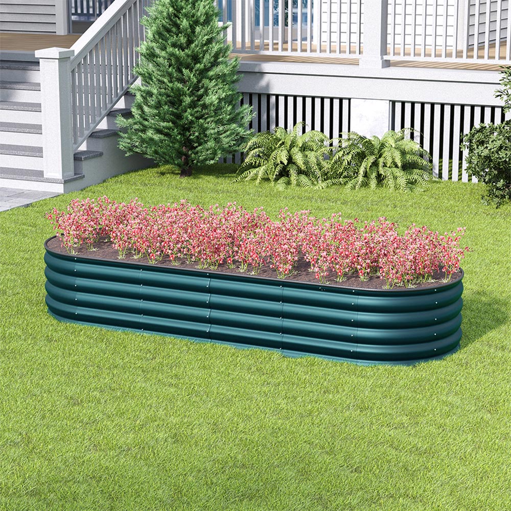 Living and Home Large Green Galvanised Steel Raised Garden Bed 42 x 80 x 240cm Image 2