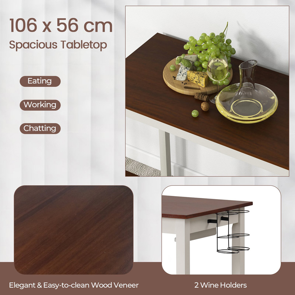 Costway 2 Seater Bar Table Set Cream White Image 8