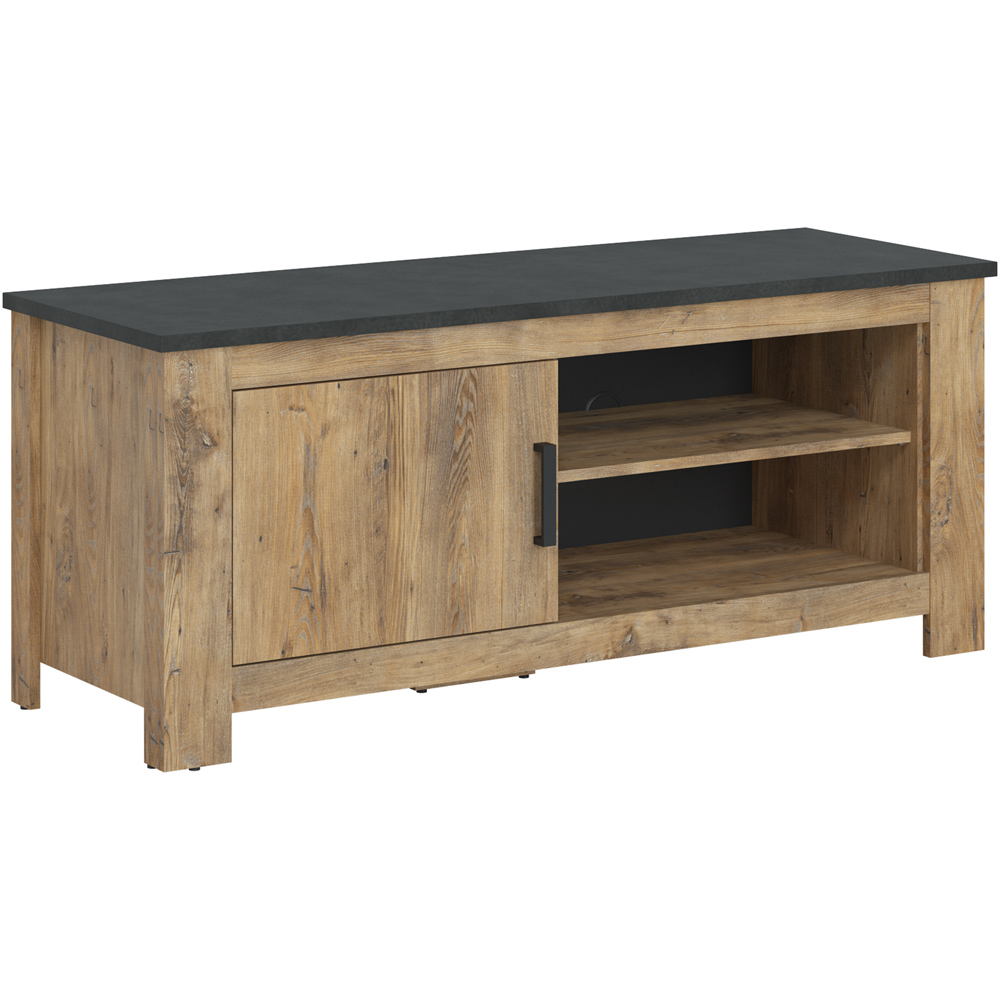 Florence Single Door 2 Shelf Chestnut and Matera Grey TV Cabinet Image 2
