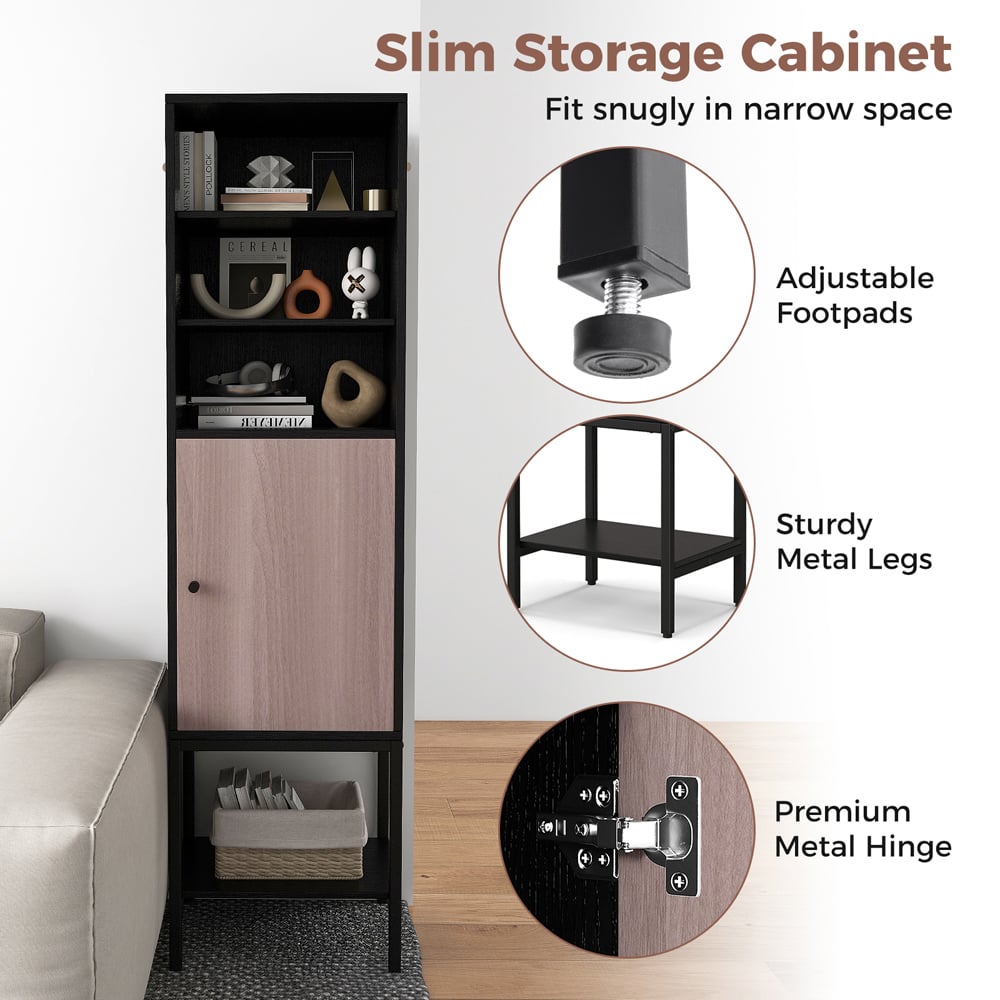 Costway Single Door 4 Shelf Black Tall Storage Cabinet Image 7