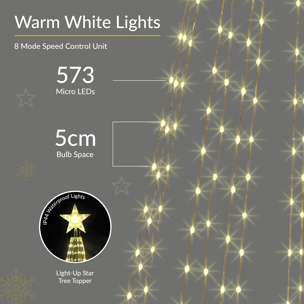 The Christmas Workshop 573 LED Warm White Outdoor Cone Tree 6ft Image 8