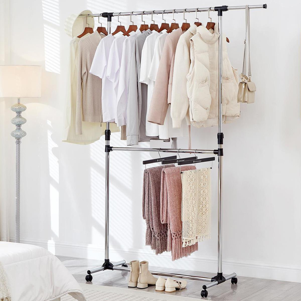 House Of Home Chrome Adjustable Double Clothes Rail Image 2