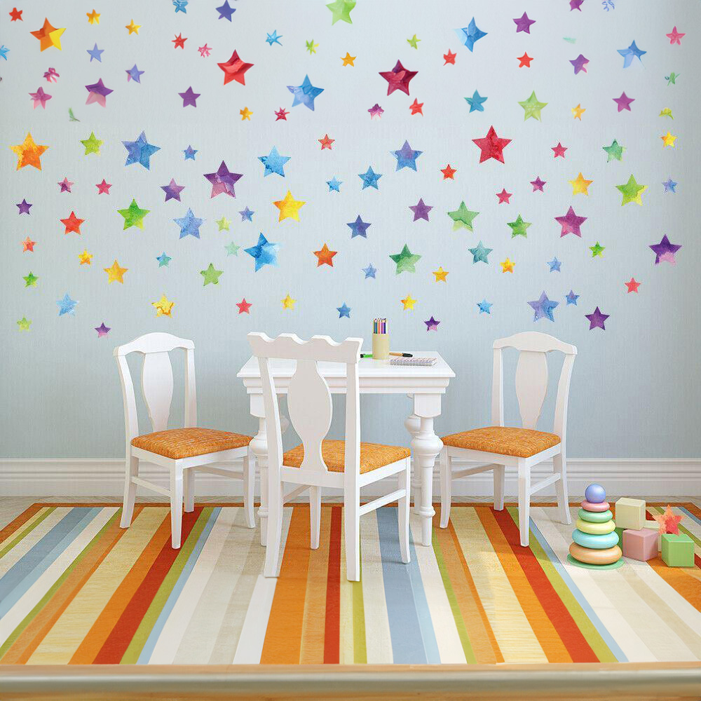 Walplus Kids Colourful Watercolour Stars Self Adhesive Wall Stickers Image 1