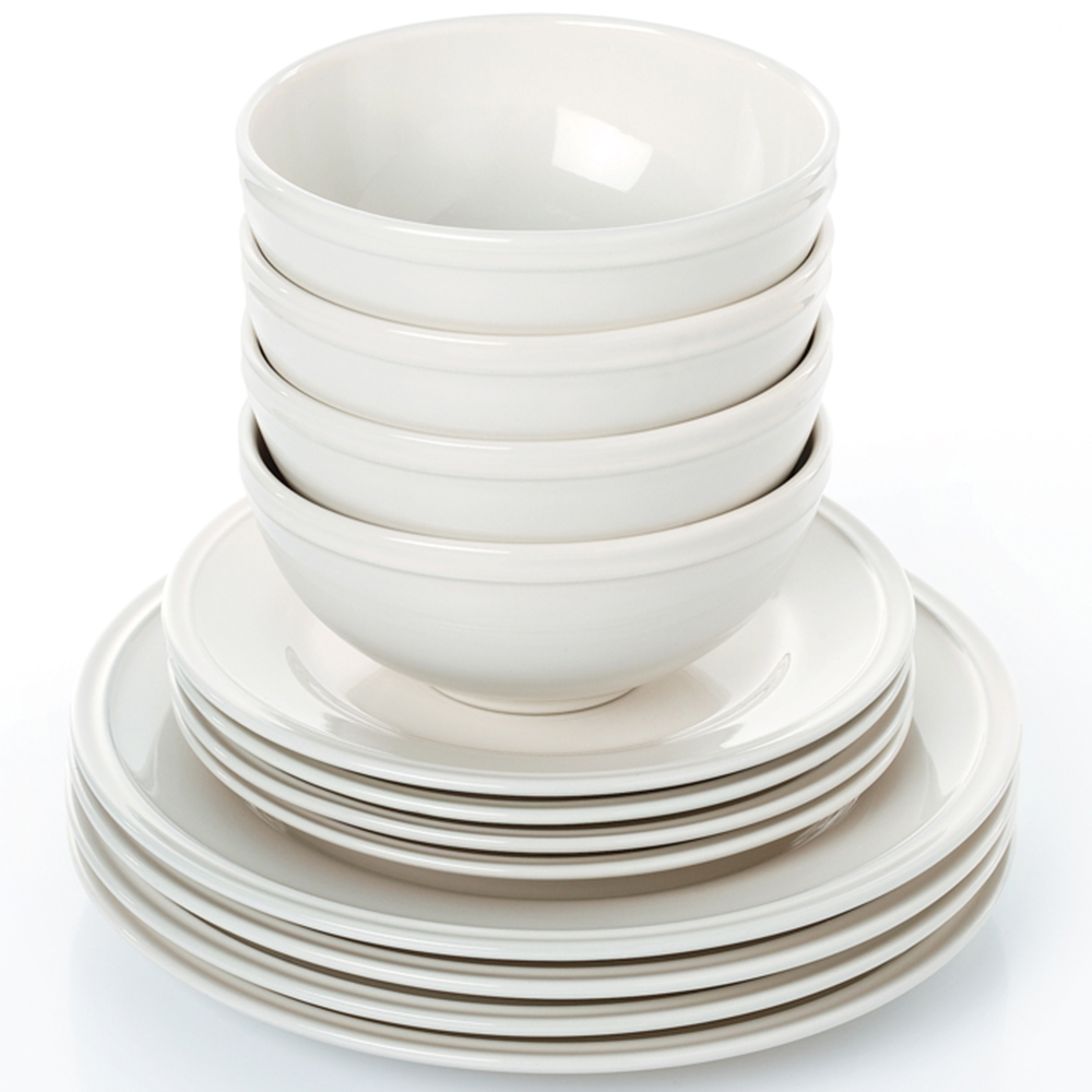 Waterside Cream Ring Lipped 12 Piece Dinner Set Image 3