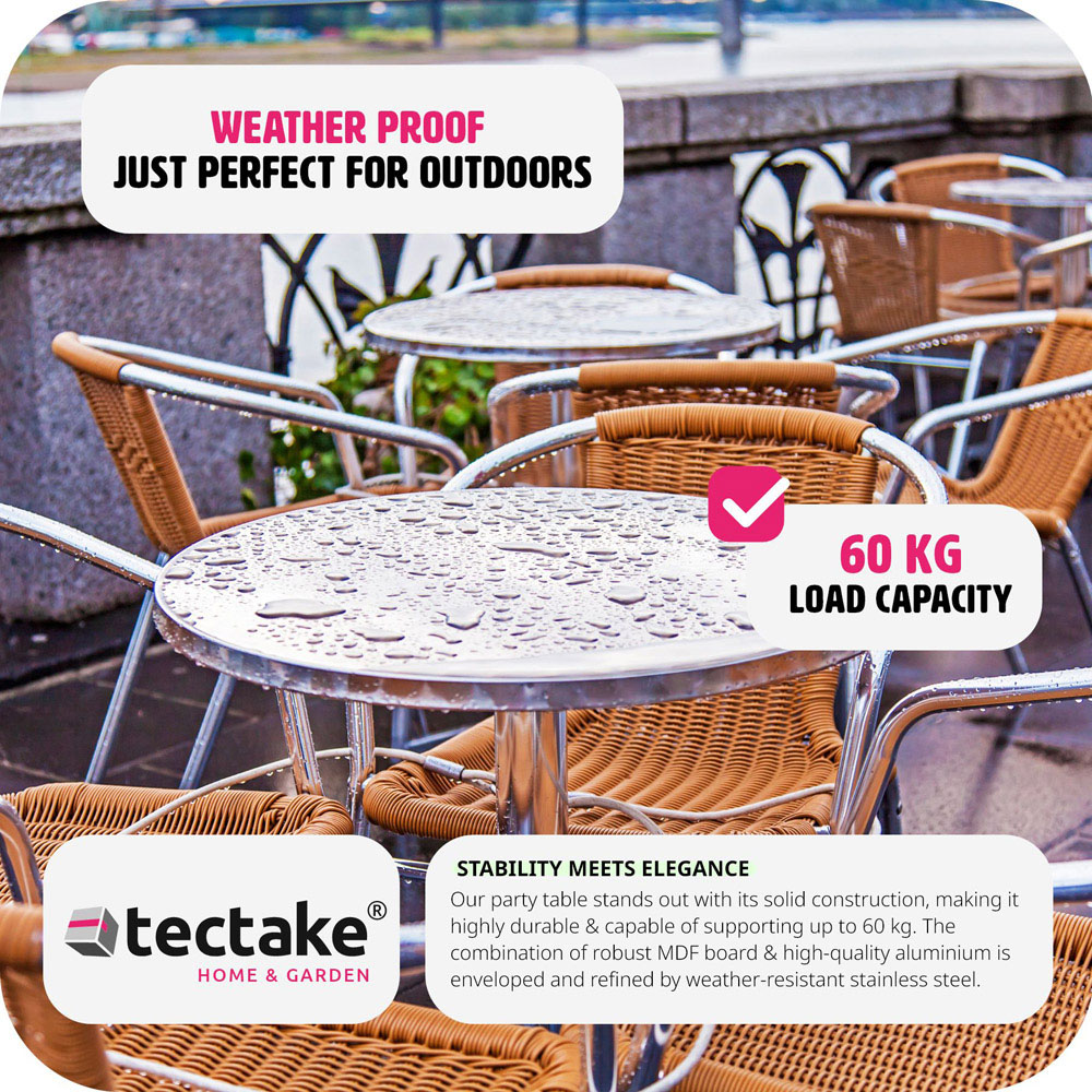 tectake Grey Height Adjustable Bar Table Image 7