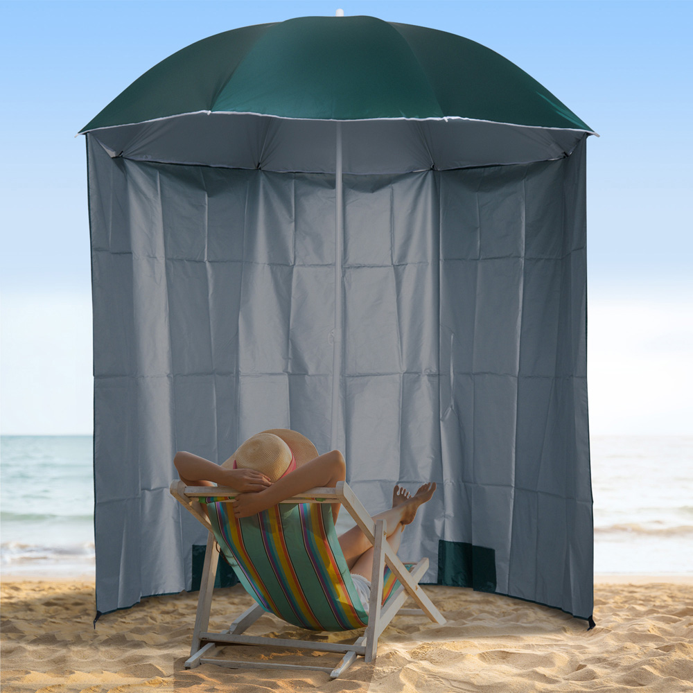 Outsunny Dark Green Parasol with Side Panel 2.2m Image 2