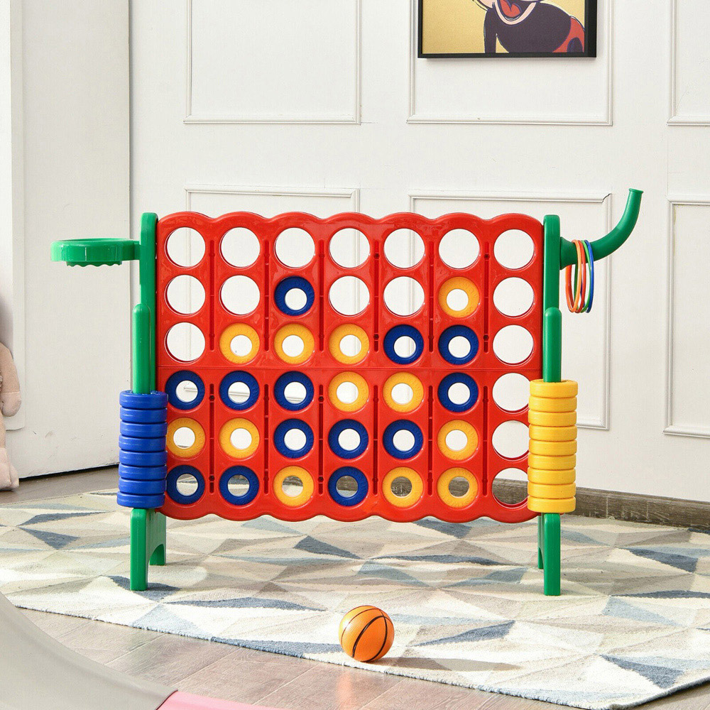 Costway Green and Red Giant 4 In A Row Connect Game Set with 42 Rings Image 2