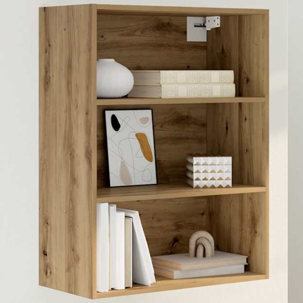 vidaXL 3 Open Shelf Artisan Oak Hanging Wall Cabinet Image 1