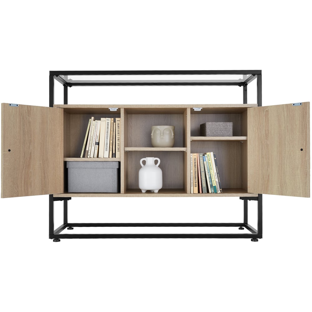 tectake Oldham 2 Compartment Light Wood Sideboard Image 3