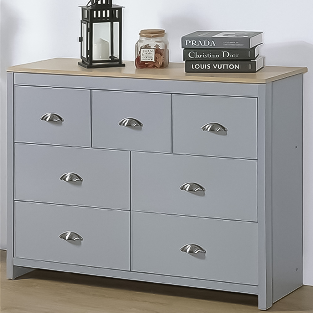 Brooklyn 7 Drawer Grey and Oak Merchant Chest of Drawers Image 1