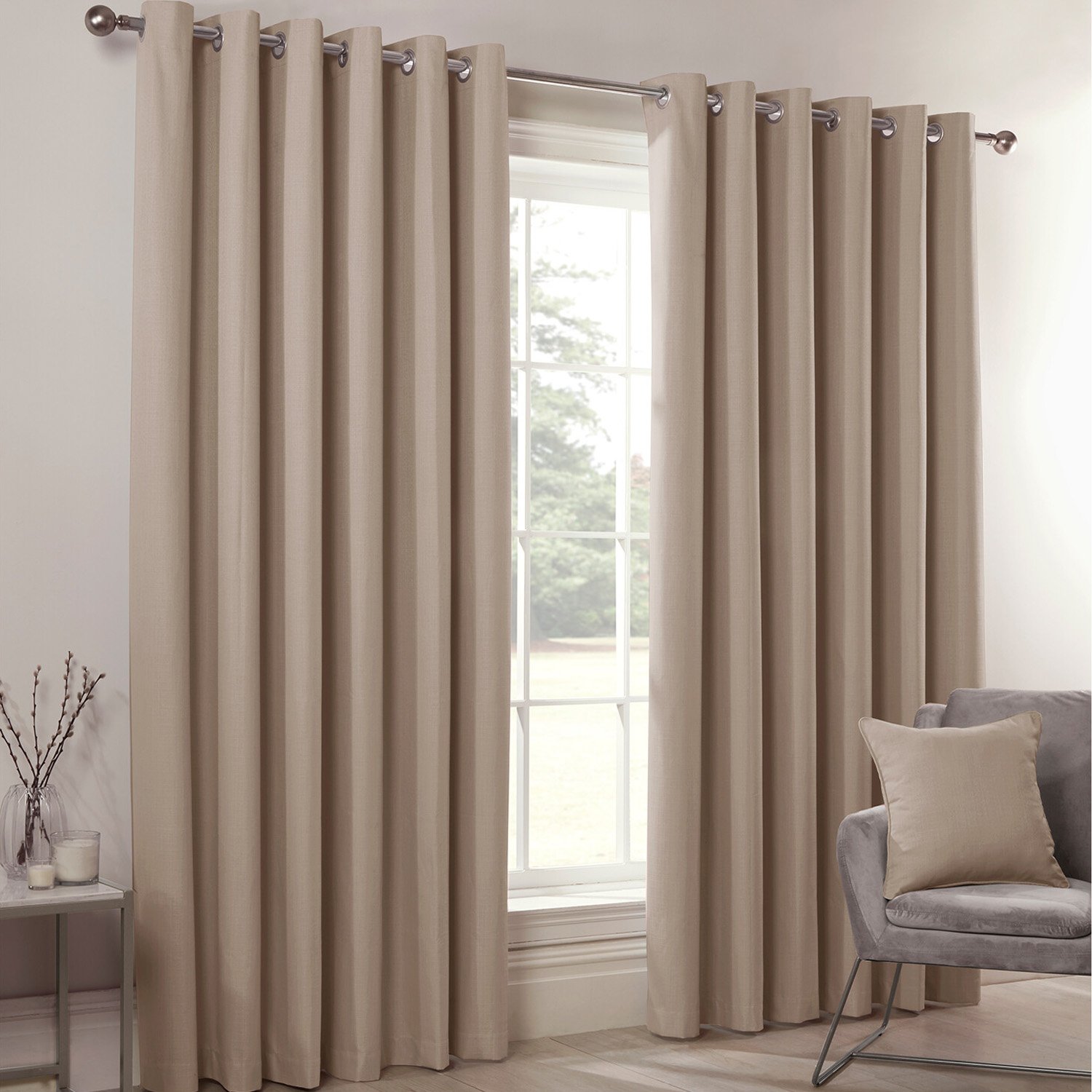 Divante Hoxton Natural Blackout Eyelet Curtain 183 x 168cm Image 2