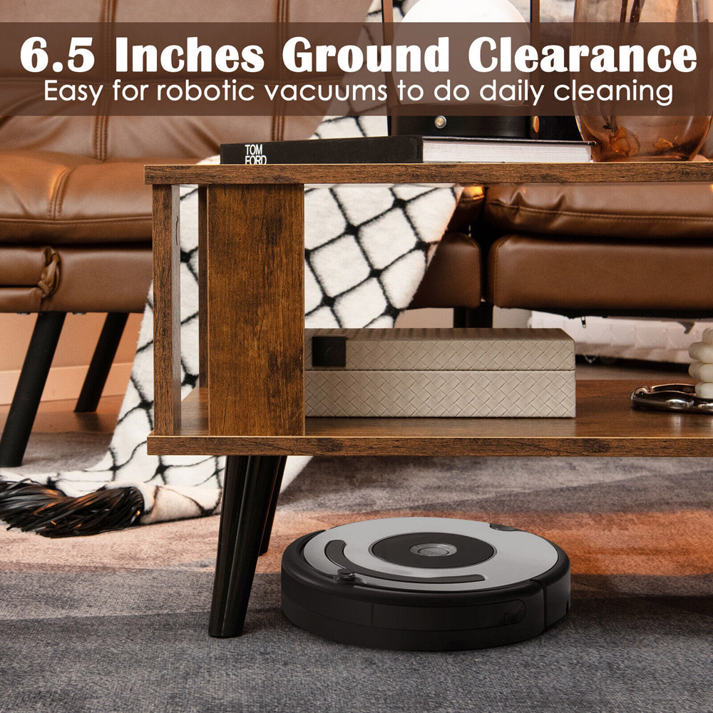 Costway Single Shelf Brown Coffee Table Image 8