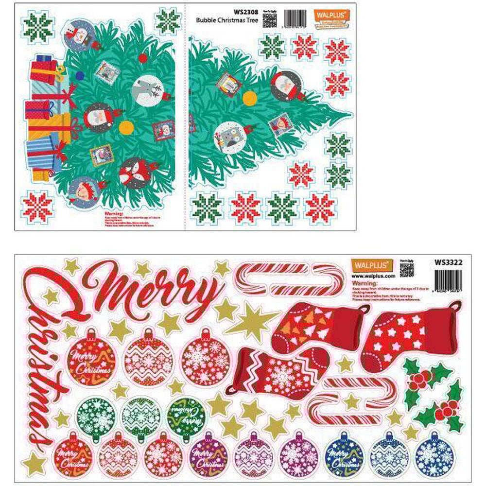 Walplus Merry Christmas and Christmas Tree Self Adhesive Wall Stickers 65 Piece Image 3