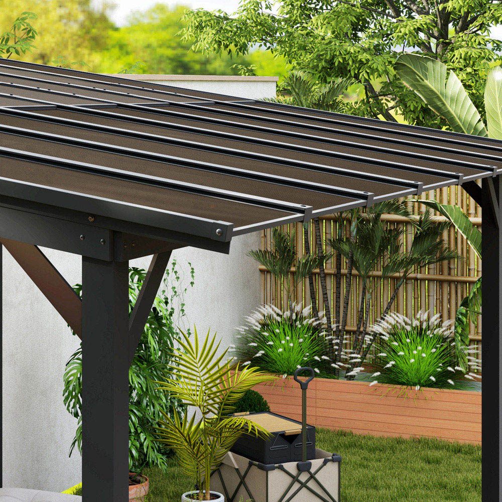 Outsunny 3 x 4.3m Black Pergola with Waterproof Roof Image 3