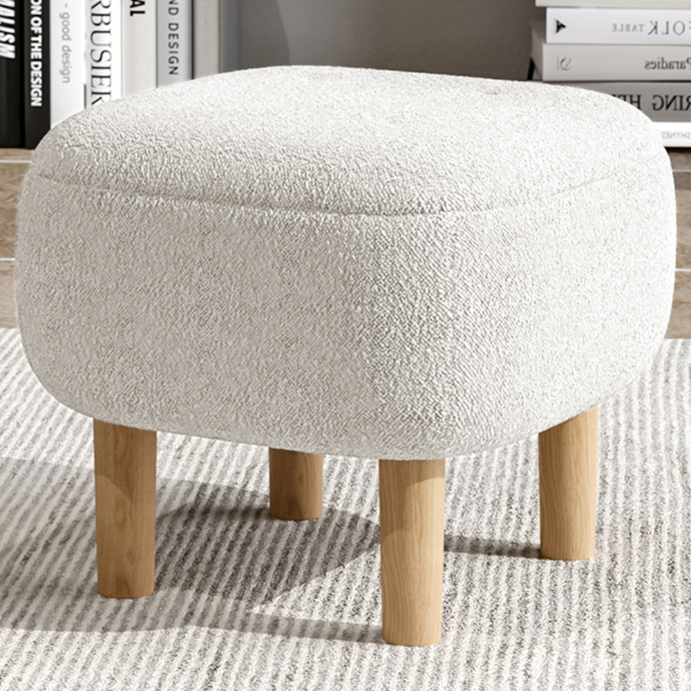 Living and Home White Wooden Footstool Image 1