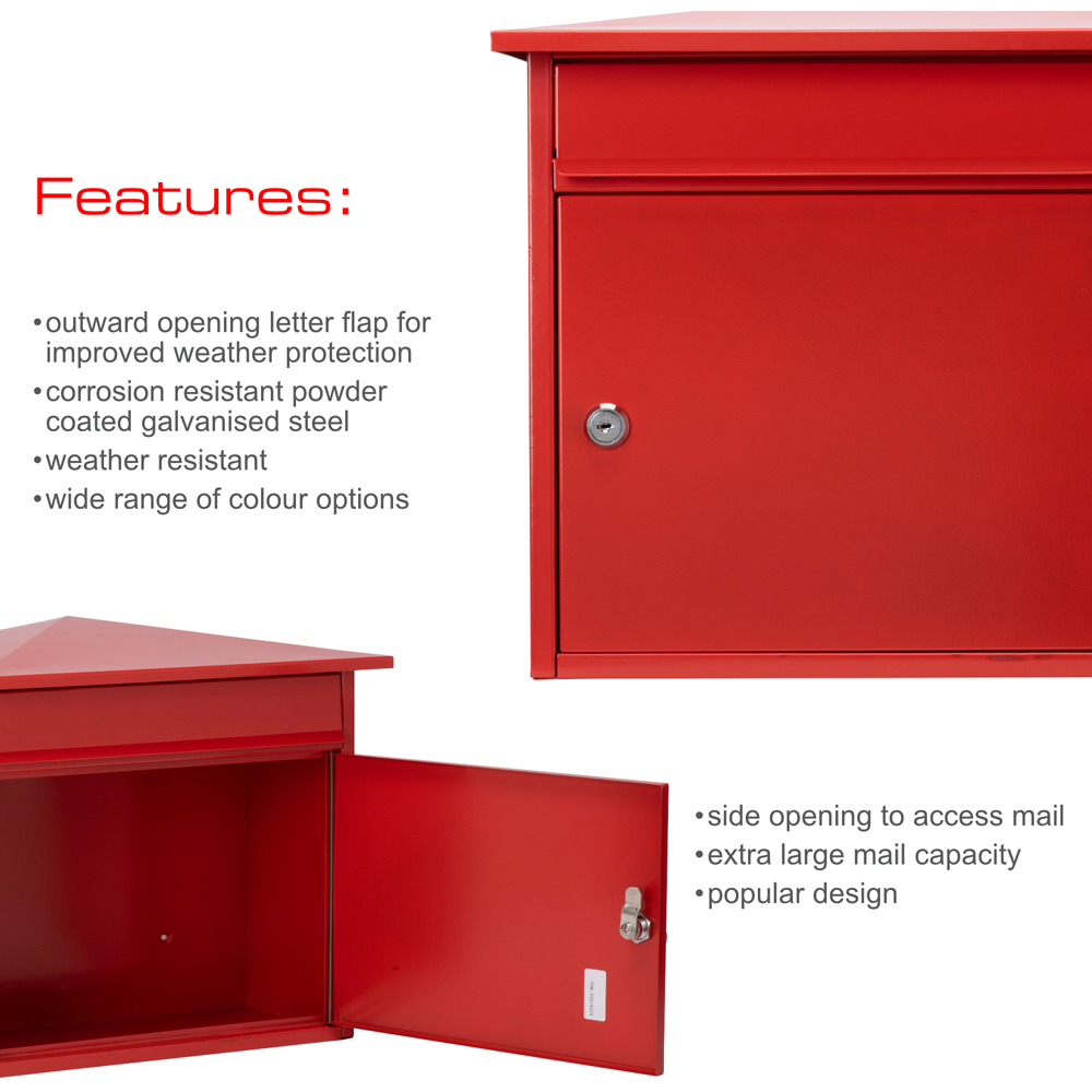 Burg-Wachter Red Mersey Wall Mounted Galvanised Steel Post Box - 39 x 34.7 x 20.6cm Image 4