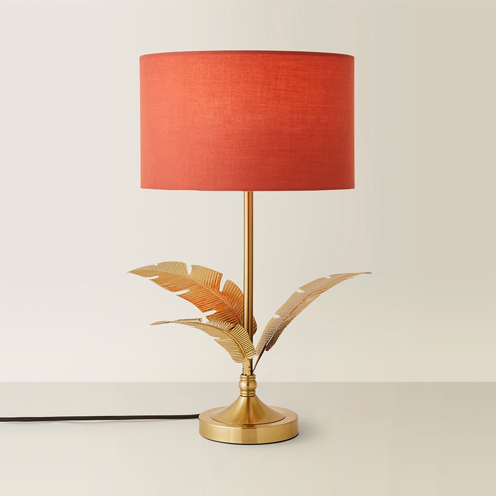 ValueLights Christina Rust Red and Gold Palm Leaf Single Stem Table Lamp and Bulb Image 5