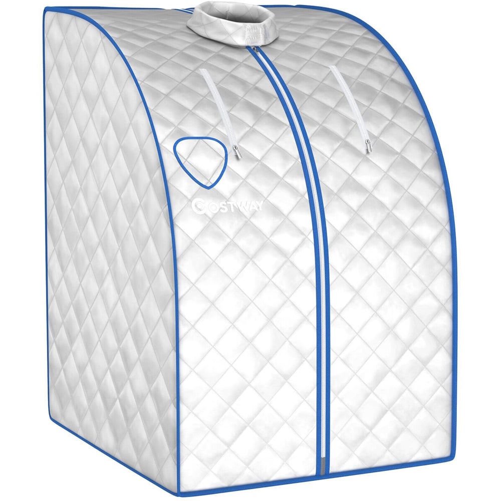Costway Silver Portable Steam Sauna with Folding Chair 3L Image