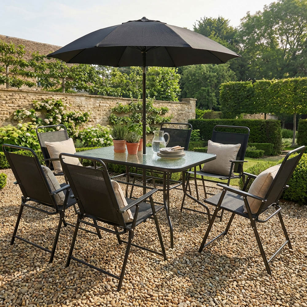 Arosa 6 Seater Dining Table and Chair Set - Black Image 7