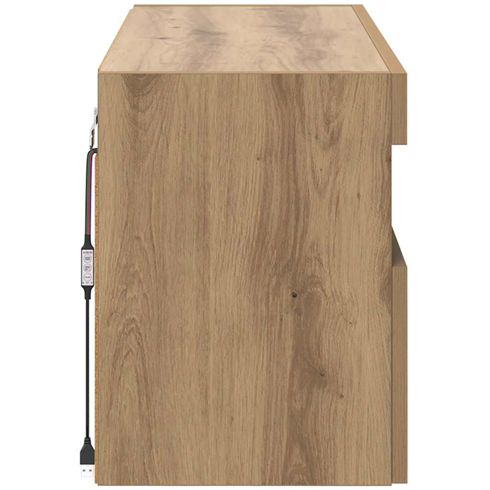 vidaXL 2 Door 2 Shelf Artisan Oak Wall Mounted TV Cabinet with LED Light Image 9