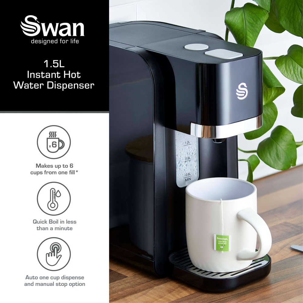 Swan Black Instant Hot Water Dispenser 1.5L Image 3