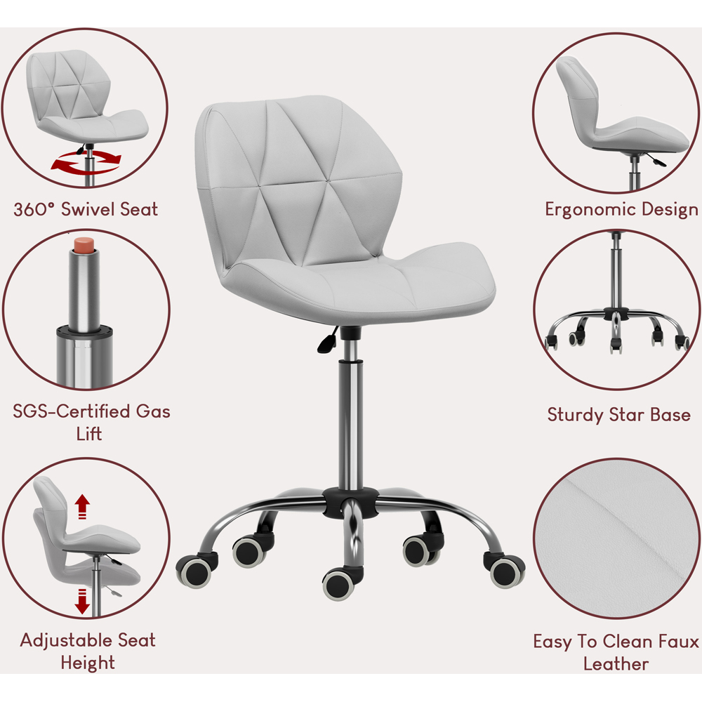 Vida Designs White PU Faux Leather Swivel Office Chair Image 7