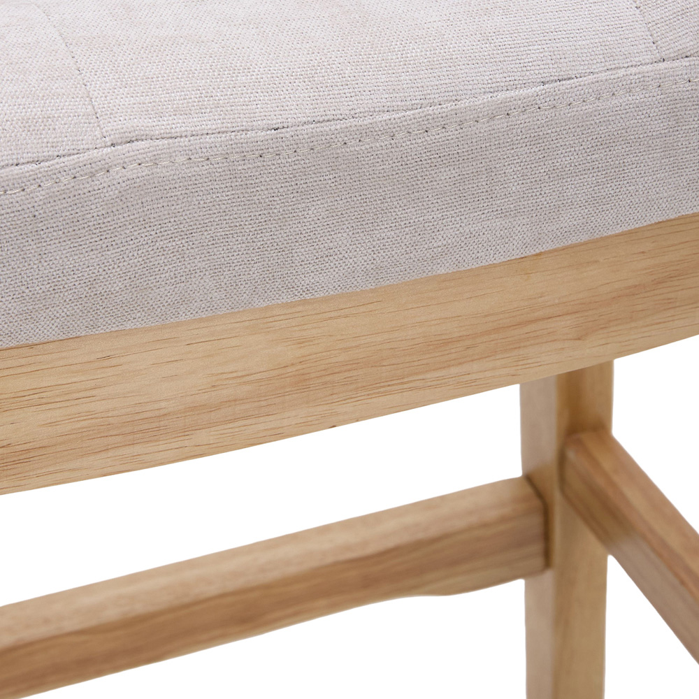 Living and Home Beige Chenille Wooden Base Bar Stool Set of 2 Image 5