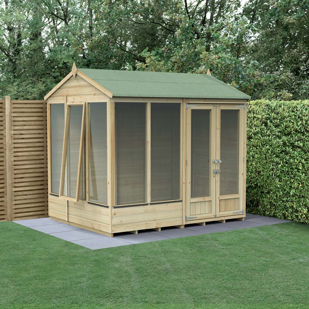 Forest Garden Beckwood 8 x 6ft Single Opening Reverse Apex Summerhouse Image 2