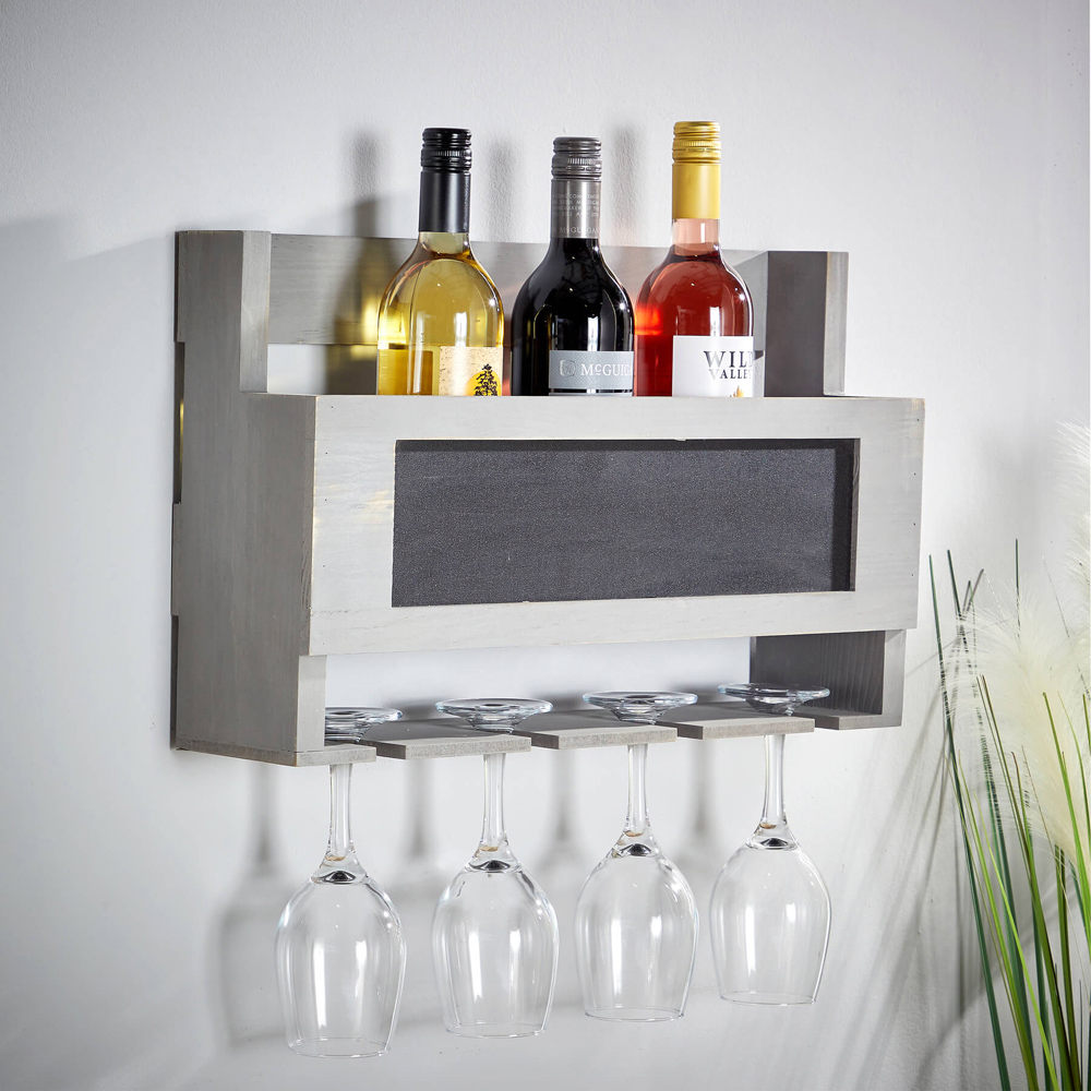 Home Source Aylsham Grey Wall Mounted Wine Rack Image 4