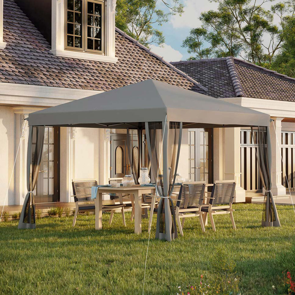 Outsunny 3 x 3m Grey Pop Up Garden Gazebo Image 1