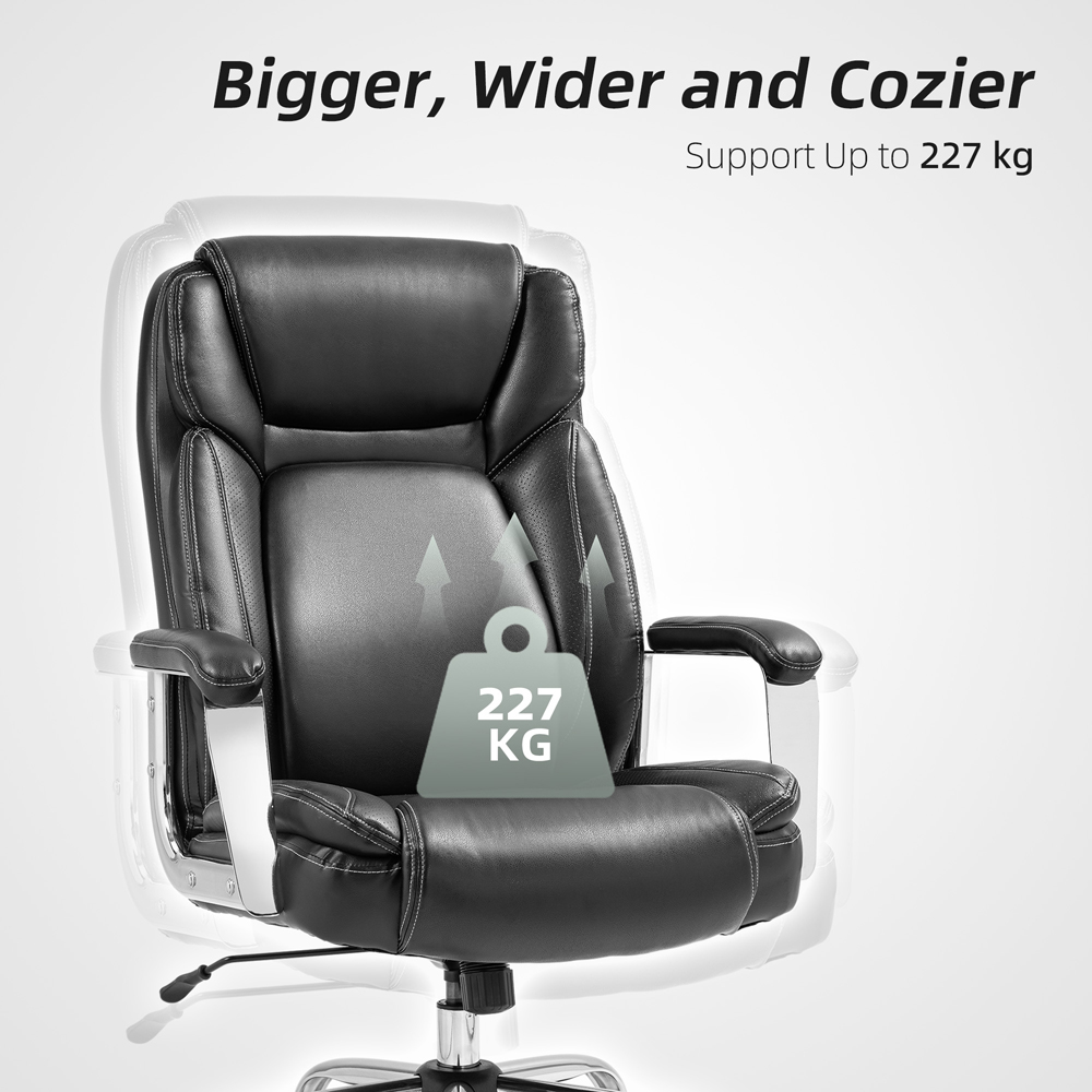 Portland Black Height Adjustable Faux Leather Office Desk Chair Image 7