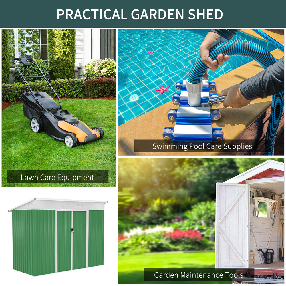Outsunny 7.6 x 4.3ft Green Garden Metal Shed Image 5