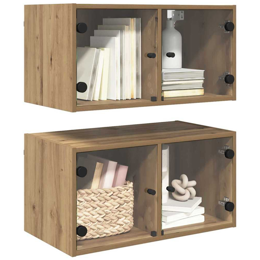 vidaXL 2 Glass Door Artisan Oak Wall Cabinet Set of 2 Image 8