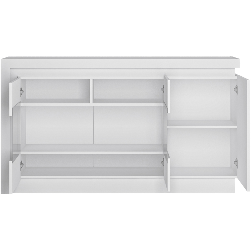 Lyon 3 Door White High Gloss Glazed LED Sideboard Image 3