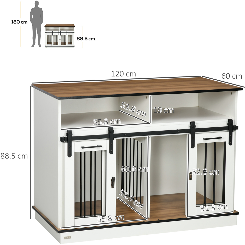 PawHut 2 Shelf White Large Dog Pet Crate Side Table Image 5