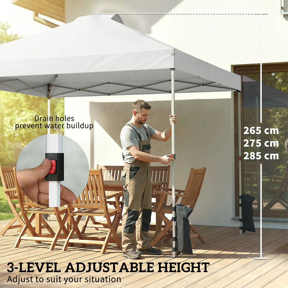 Outsunny 3 x 3m White Pop Up Canopy Adjustable Gazebo Image 6
