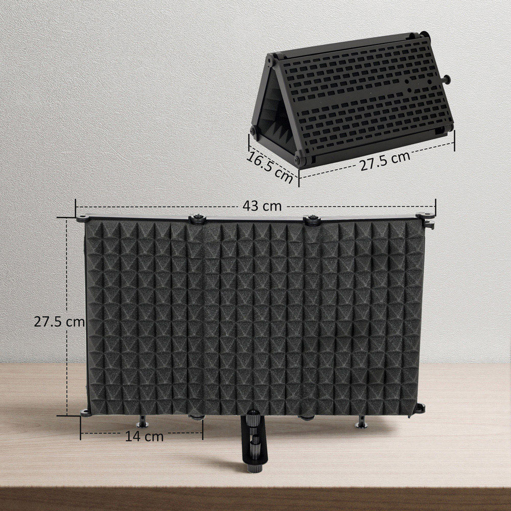 HOMCOM Black Foldable Table Top Studio Microphone Isolation Shield Image 9