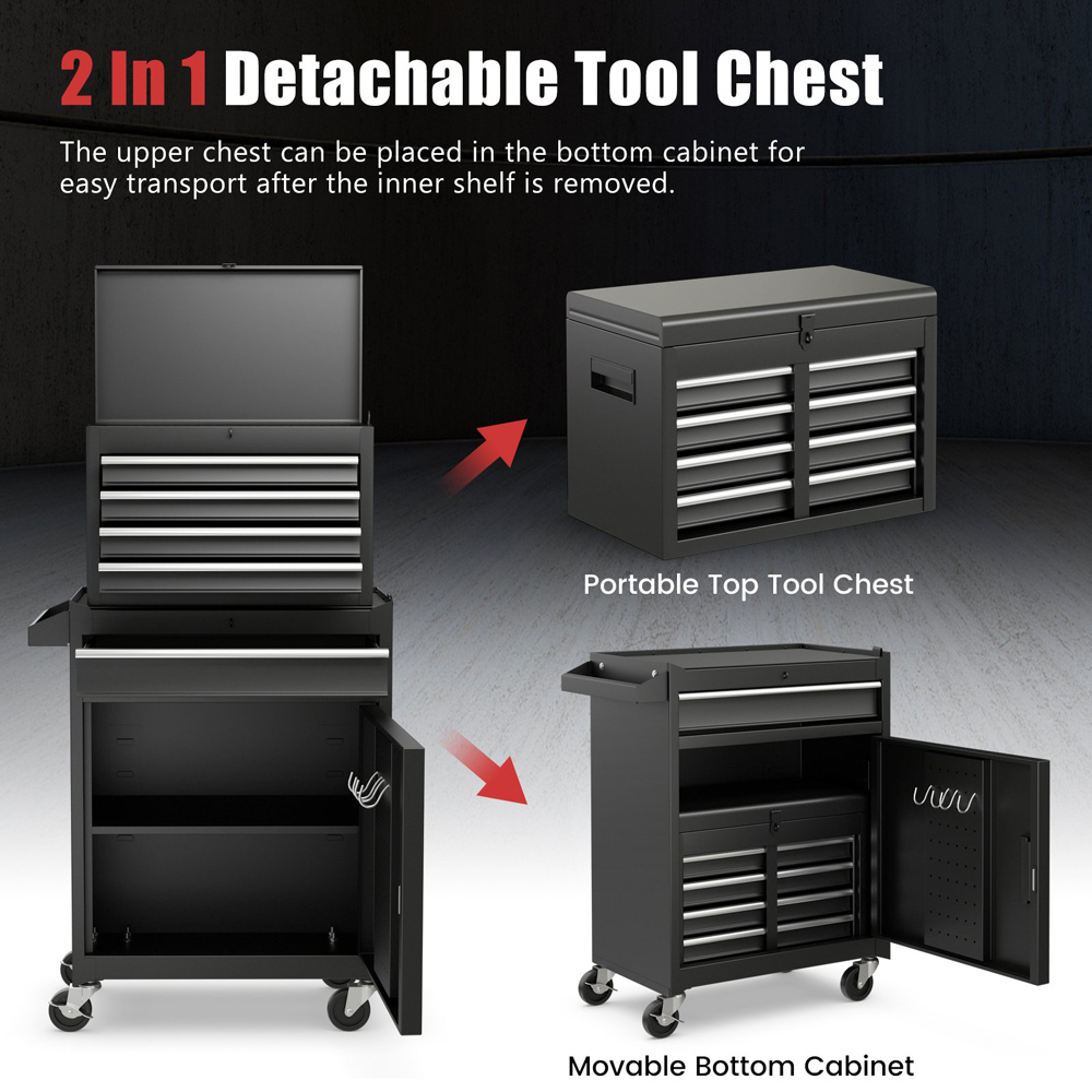 Costway 5 Drawer Black High Capacity Tool Storage Cabinet Image 5