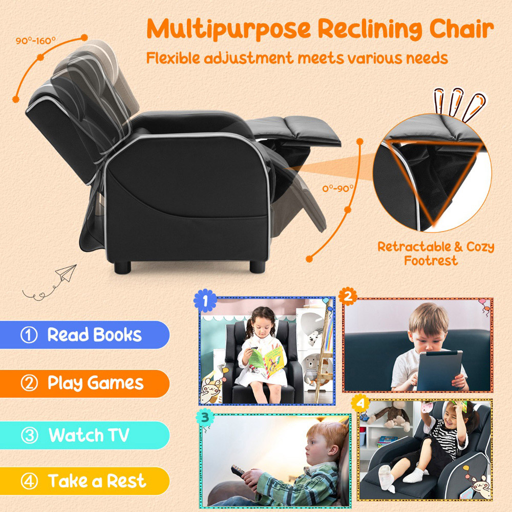 Costway White Recliner Chair with Adjustable Backrest Image 7